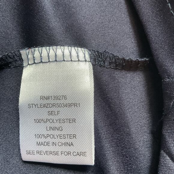 Dr2 Navy Floral Elastic/Draw String Waist 3/4 Sleeve Dress W/Pockets M - Picture 6 of 8